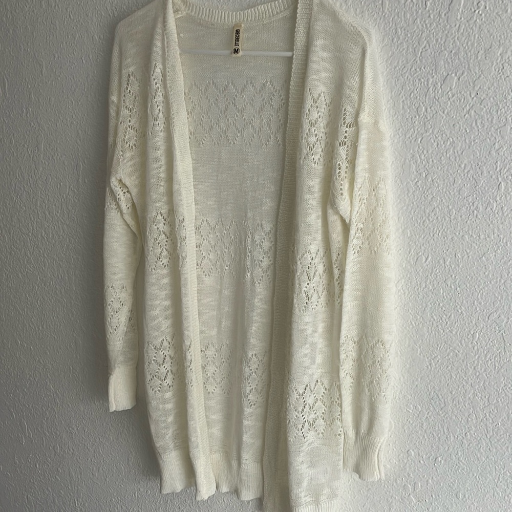 cream lace long cardigan